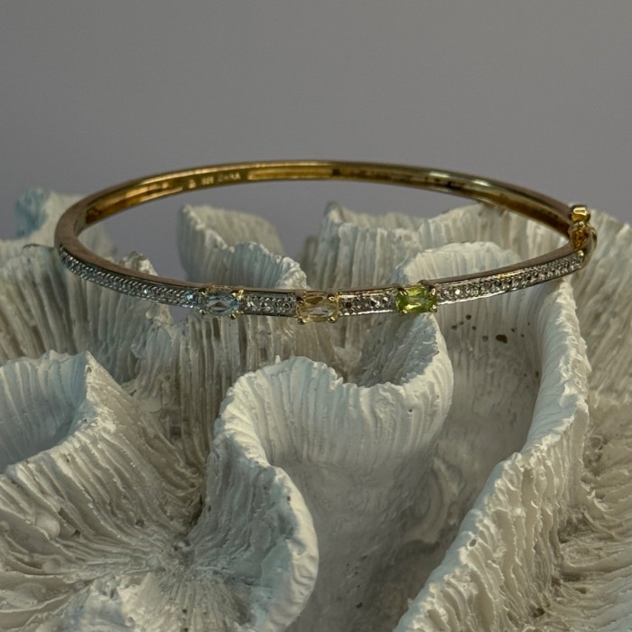 925 Sterling Silver Gold Plated Topaz Citrine Peridot Bracelet