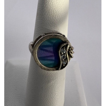 925 Sterling Silver Enamel & CZ Ring Size 5