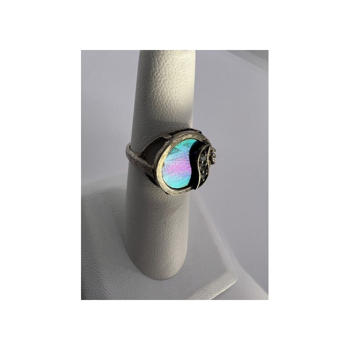 925 Sterling Silver Enamel & CZ Ring Size 5