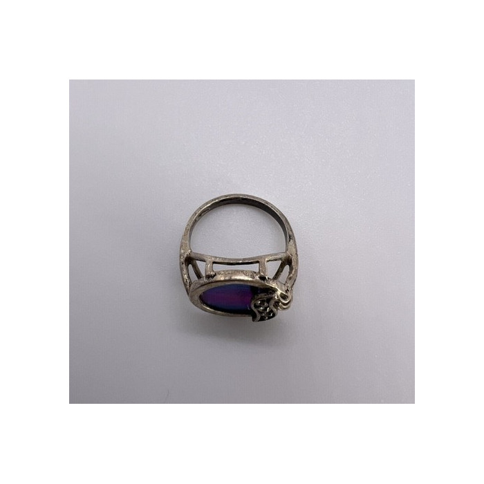 925 Sterling Silver Enamel & CZ Ring Size 5