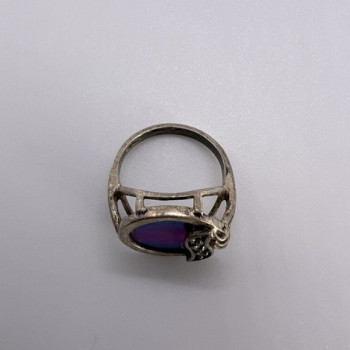 925 Sterling Silver Enamel & CZ Ring Size 5