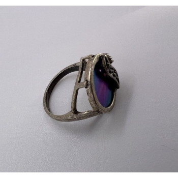 925 Sterling Silver Enamel & CZ Ring Size 5