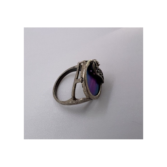 925 Sterling Silver Enamel & CZ Ring Size 5