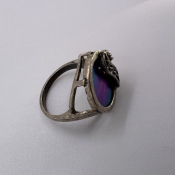 925 Sterling Silver Enamel & CZ Ring Size 5