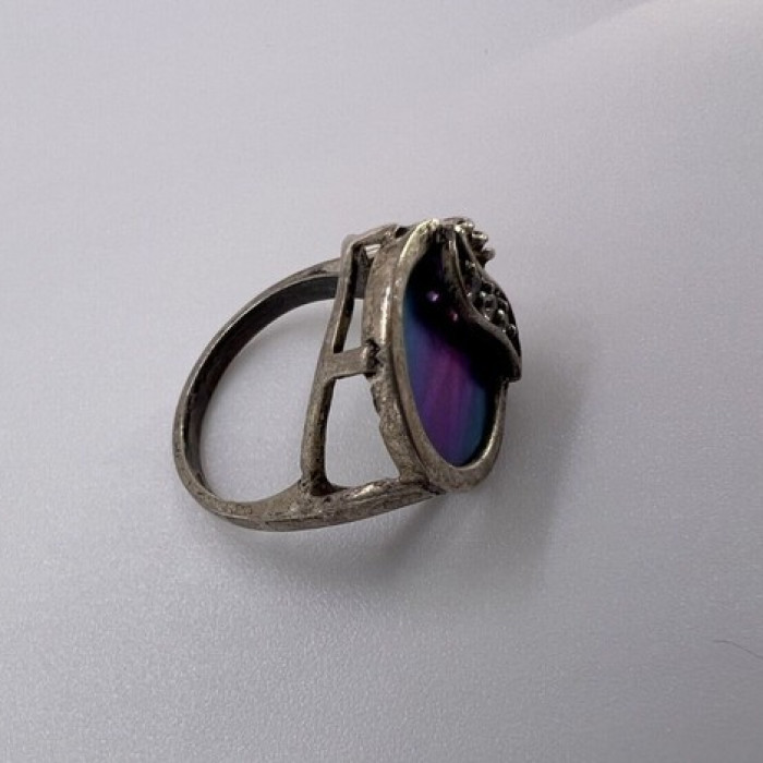 925 Sterling Silver Enamel & CZ Ring Size 5