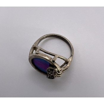 925 Sterling Silver Enamel & CZ Ring Size 5