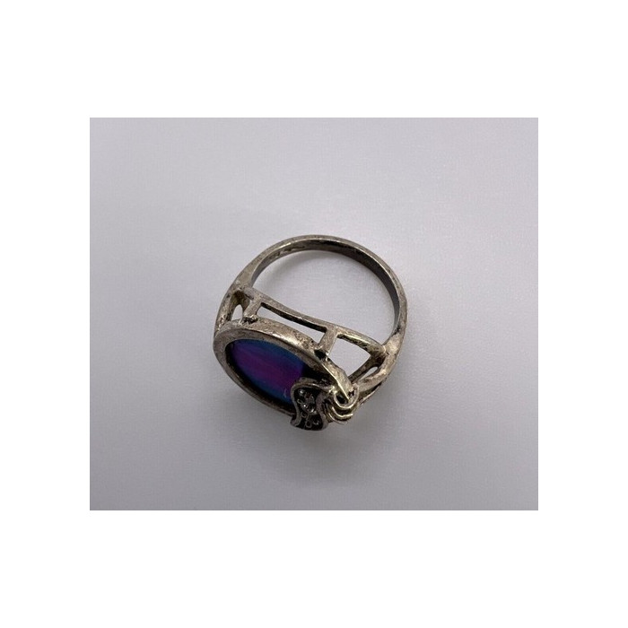 925 Sterling Silver Enamel & CZ Ring Size 5