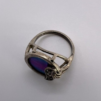 925 Sterling Silver Enamel & CZ Ring Size 5
