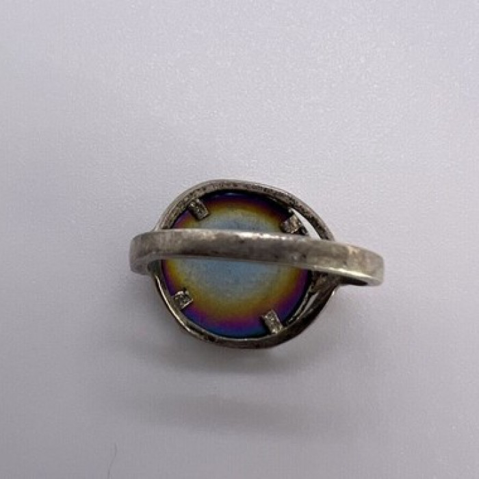 925 Sterling Silver Enamel & CZ Ring Size 5