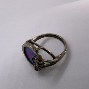 925 Sterling Silver Enamel & CZ Ring Size 5