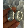 925 Sterling Silver Engraved Design Oval Locket Pendant Length 1.80 inch