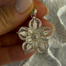 925 Sterling Silver Flower Pendant Length 1.50 Inch