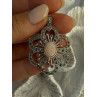 925 Sterling Silver Pink Agate & Marcasite Flower Pendant Length 1.75 inch