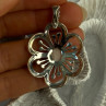 925 Sterling Silver Pink Agate & Marcasite Flower Pendant Length 1.75 Inch