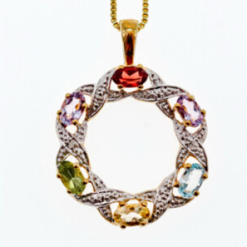 925 Sterling Silver Gold Plated Multi Gemstones 