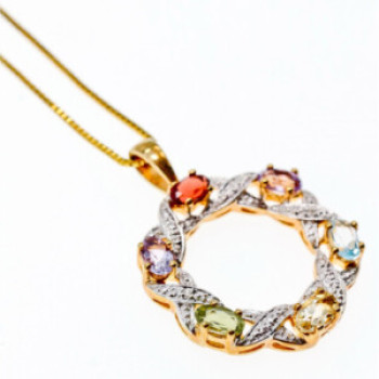 925 Sterling Silver Gold Plated Multi Gemstones 