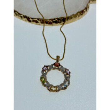 925 Sterling Silver Gold Plated Multi Gemstones 