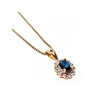 925 Sterling Silver Gold Plated Blue Sapphire Chain With Pendant Italy