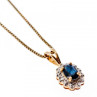 925 Sterling Silver Gold Plated Blue Sapphire Chain With Pendant Italy