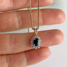 925 Sterling Silver Gold Plated Blue Sapphire Chain With Pendant Italy