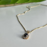 925 Sterling Silver Gold Plated Blue Sapphire Chain With Pendant Italy