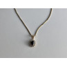 925 Sterling Silver Gold Plated Blue Sapphire Chain With Pendant Italy