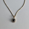 925 Sterling Silver Gold Plated Blue Sapphire Chain With Pendant Italy
