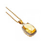925 STERLING SILVER GOLD PLATED CITRINE CHAIN WITH PENDANT ITALY