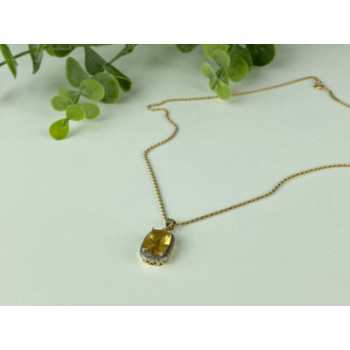 925 STERLING SILVER GOLD PLATED CITRINE CHAIN WITH PENDANT ITALY