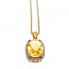 925 Sterling Silver Gold Plated Citrine Chain With Pendant Italy