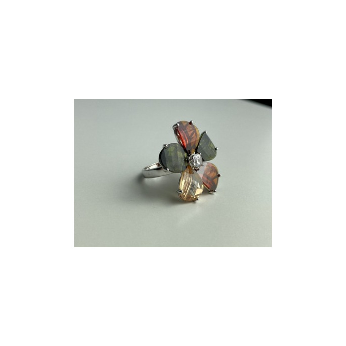 925 Sterling Silver Multicolor Spinel & Goshenite Ring Size 8.5
