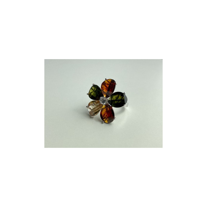 925 Sterling Silver Multicolor Spinel & Goshenite Ring Size 8.5