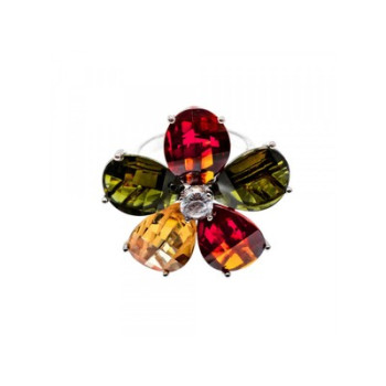 925 Sterling Silver Multicolor Spinel & Goshenite Ring Size 8.5