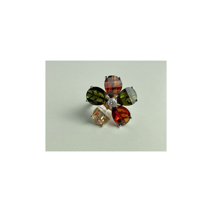 925 Sterling Silver Multicolor Spinel & Goshenite Ring Size 8.5