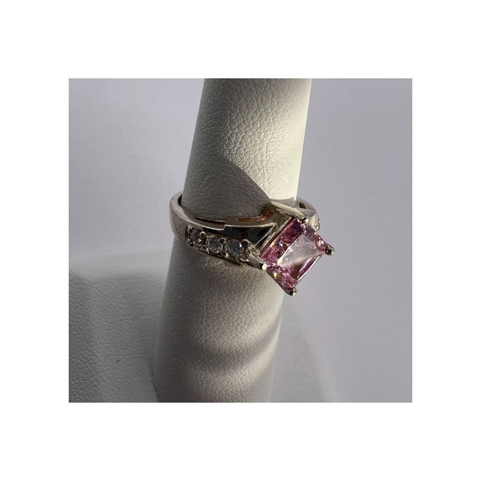 925 Sterling Silver & Pink CZ Ring Size 5.5