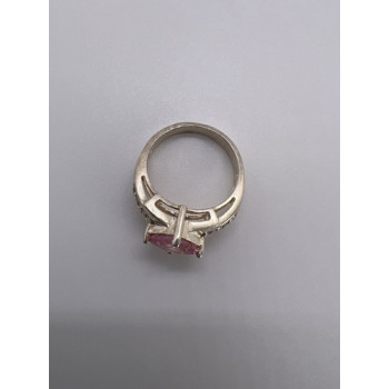 925 Sterling Silver & Pink CZ Ring Size 5.5