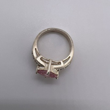 925 Sterling Silver & Pink CZ Ring Size 5.5
