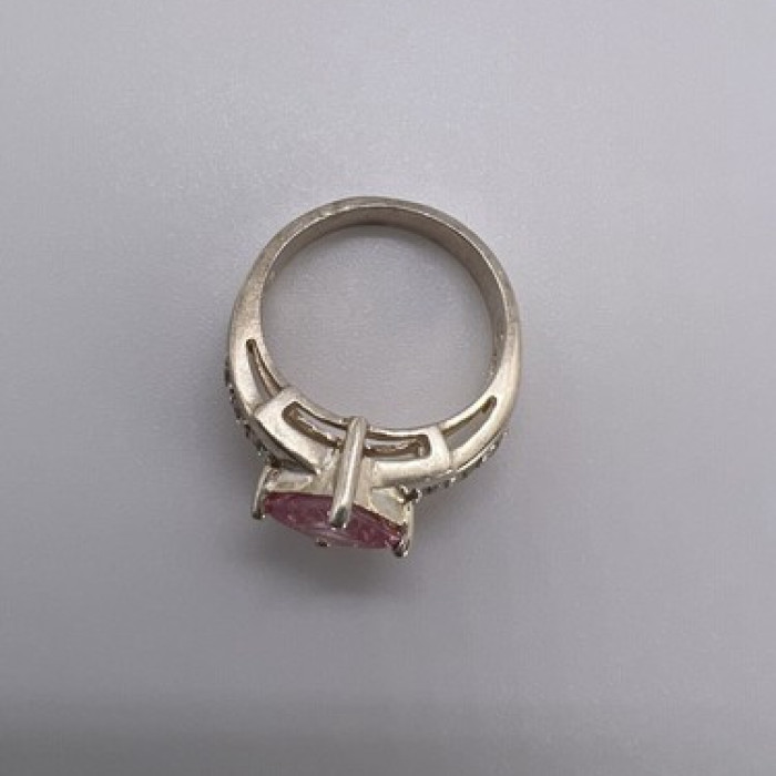 925 Sterling Silver & Pink CZ Ring Size 5.5