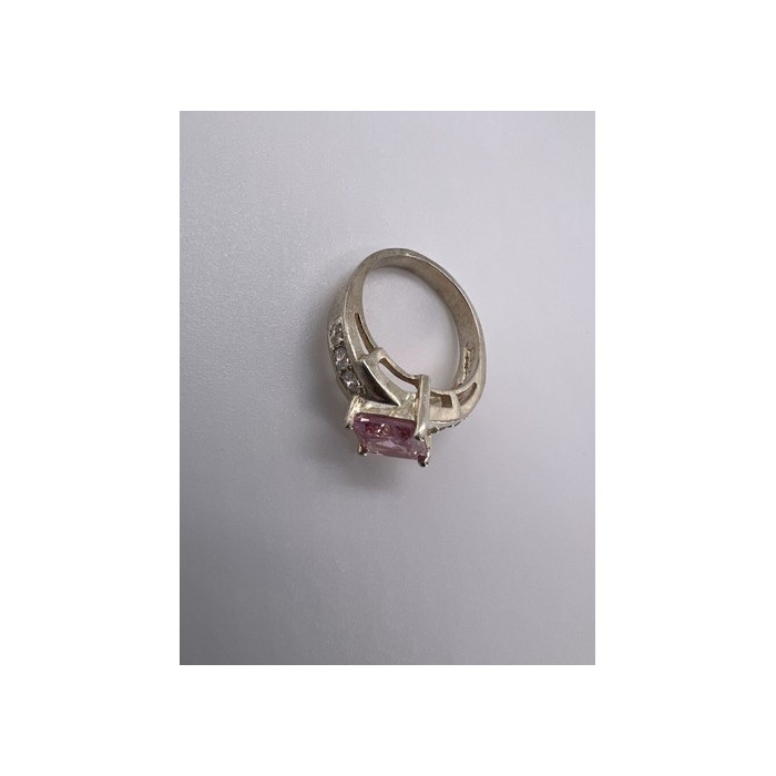 925 Sterling Silver & Pink CZ Ring Size 5.5