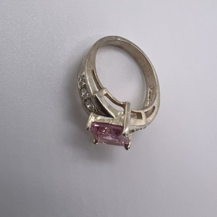 925 Sterling Silver & Pink CZ Ring Size 5.5
