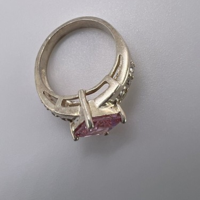925 Sterling Silver & Pink CZ Ring Size 5.5