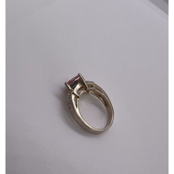 925 Sterling Silver & Pink CZ Ring Size 5.5