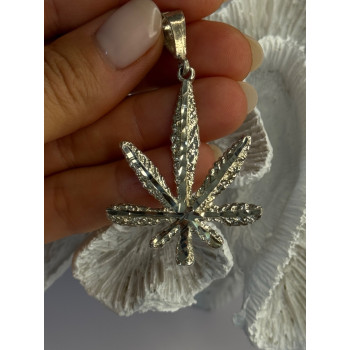925 Sterling Silver Leaf Pendant Length 2.40 inch
