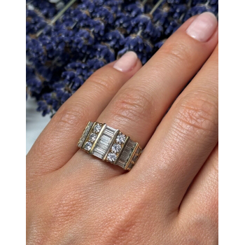 925 Sterling Silver Gold Plated CZ Ring Size 6