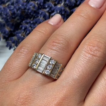 925 Sterling Silver Gold Plated CZ Ring Size 6