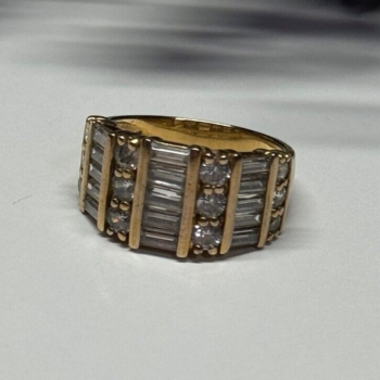 925 Sterling Silver Gold Plated CZ Ring Size 6