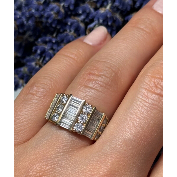 925 Sterling Silver Gold Plated CZ Ring Size 6