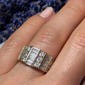 925 Sterling Silver Gold Plated CZ Ring Size 6