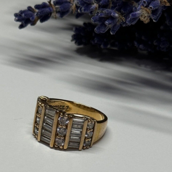 925 Sterling Silver Gold Plated CZ Ring Size 6