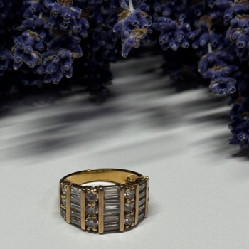 925 Sterling Silver Gold Plated CZ Ring Size 6